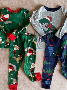 Pair of Carter's Toddler Boy Christmas Holiday Two Piece Pajama Sets. 2T